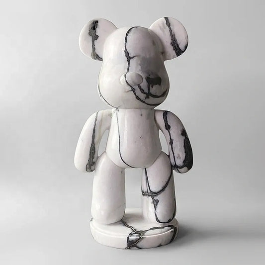 Dekorative Mini-Figur aus natürlichem Marmor in Bärenform